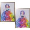 DRW Set di 2 Quadri rettangolari in Legno con Meninas con Cornice Dorata e 60 x 3 x 80 cm, Multicolore, estandar