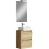 Baikal Maia, Melammina 16 mm Ceramica Specchio Mobili da Bagno con lavabo, Natura, 50 X 60 X 30