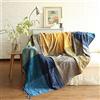 ele ELEOPTION Coperta da Tiro in Ciniglia, Nappe Jacquard Coperta da Tiro Coprisedile per Divano Decorativo Divano da Letto Sedia Morbida, Motivo Tribale Popolare (220 x 250 CM, Blu)