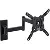 Amazon Basics, Supporto da Parete per TV Orientabile, Staffa Girevole e Inclinabile per TV o Monitor Piatti e Curvi da 12-40 Fino a 36 Kg, Supporto TV, Compatibile VESA Max 200mm x 200mm, Nero