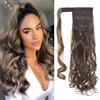 Silk-co 43cm-Extension Sintetiche Finta Coda Capelli Ricci Parrucchino Ponytail Extension Capelli Coda-Marrone Cioccolato Mix Marrone