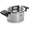 Woll Concept - Pentola con Coperchio, induttiva, Diametro 18 cm, Altezza 10 cm, 2,5 l, Adatta per Tutti i Piani Cottura, in Acciaio Inox, Resistente al Forno Fino a 200°, Colore: Argento