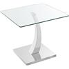 DRW Tavolo ausiliario quadrato in metallo e vetro in trasparente e cromato 60 x 60 x 55 cm