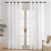 PONY DANCE Tende Trasparenti per Interni Tende Camera da Letto con Effetto Lino 2 Pezzi 140x220 CM Bianche Voile Curtains con Anelli per Soggiorno Moderne