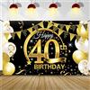 Bluelves 40 Anni Compleanno Festa Decorazioni Oro Nero, 40 Striscione di Compleanno, 40 Anni di Buon Compleanno Decorazione di Festa per Uomo Donna, Sfondo Fotografico di Tessuto 40 Feste di Compleanno