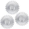 relaxdays Specchio Decorativo a Forma di Sole, Set da 3, Rotondo, da Parete, Cornice in Plastica, Ø 25 cm, Argento