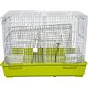 Domus Molinari Gabbia Cova per Uccelli Canarini Allevamento Riproduzione Cocorite Bengalini in Metallo Verniciato Bianco e Fondo in Plastica 44 x 26 x 33 cm