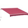 Outsunny Tenda da Sole per Esterno con Manovella, Struttura in Metallo e 2 Bracci Retrattibili, 295x245cm, Rosso Scuro | Aosom