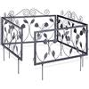 Relaxdays Bordura per Aiuola in Metallo, Set da 4, Vintage Recinzione Giardino con Foglie 34,5 x 56,5 cm, Nero