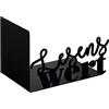 moses. libri_x - Fermalibri in metallo nero con scritta tagliata sul davanti, per inserire i libri preferiti nello scaffale