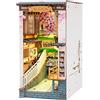 ROBOTIME Book Nook Kit, Booknook Casa Delle Bambole In Legno, Kit Di Costruzione Di Modellini Di Case Puzzle Con Luci a LED, Regali di Vacanza (Sakura Densya)
