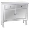 DRW Tavolo di Ingresso con 2 cassetti e 2 Ante in Legno Bianco e Specchio 90x30x80cm