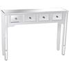 DRW Tavolo di Ingresso con 4 cassetti in Legno Bianco e Specchio 110x30x80cm, Multicolore, estandar