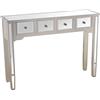 DRW Tavolo di Ingresso con 4 cassetti in Legno Colore Champagne e Specchio 110x30x80cm, Multicolore, estandar
