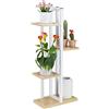 Relaxdays Scaffale Portavasi, 4 Ripiani Quadrati, Mobile Portafiori Metallo, 93x42,5x22,5 cm, Tavolino, Marrone Chiaro