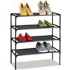 Relaxdays Scarpiera di Stoffa con Sistema ad Incastro, a 4 Livelli, per 12 Paia di Scarpe, HLP: 68 x 62 x 28 cm, Nero