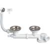 Wirquin 30718722 - Scarico per lavello con 2 vasche spaziale D90 con piletta per cestello, bianco