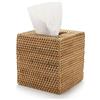 YANGQIHOME Scatola per fazzoletti in Rattan Quadrato, Scatola per Salviette in Vimini per Casa Ufficio Bagno,14,5 x 14,5 X 14,5 cm, Giallo