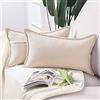Madizz 2 Pezzi Federe Corto Ciniglia Copricuscini Morbido Decorativo Fodere per Cuscino Lusso Stile per Divano Camera da Letto Beige Rettangolare 30x50 cm