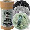 Temple Spring Pouf da doccia riciclato, Eco Riciclato, Spazzola per il corpo, Spugna a rete, Esfoliante Scrunchie, articoli da toeletta, palline di schiuma (Mare Verde)