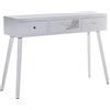DRW Tavolo di Ingresso con 3 cassetti in Legno MDF con goffratura Foglio Bianco e Oro 107 x 30 x 78 cm, DM, Multicolore, estandar