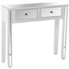 DRW Tavolo di Ingresso con 2 cassetti in Legno Bianco e Specchio 90x25x80cm, Multicolore, estandar