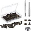 MSDADA Kit 18 Set Bottoni a Pressione Ramato, Chiusure Stile Vintage per Creare Borchetti su Borsette, Giacche di Pelle, Accessori Moda