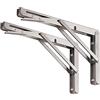 YUMORE Staffe Pieghevoli per Mensole 200mm,YUMORE Reggimensola Pieghevole Inox Supporti per Mensole Pesanti Tavolo da Parete Salvaspazio fai-da-te Staffe Triangolari, Carico Massimo 136kg, [2 Pezzi]