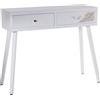 DRW Tavolo di Ingresso con 2 cassetti in Legno MDF con goffratura Foglio Bianco e Oro 90 x 30 x 78 cm, DM, Multicolore, estandar