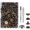 MSDADA 32 Set Bottoni a Pressione per Accessori Moda Ottone, Bottoni Decorativi in Metallico 15mm con Kit Attrezzi per Cucito Artistico e Fai da te