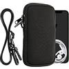 kwmobile Custodia in Neoprene con Zip per Smartphone - Portacellulare a Tracolla - Porta Cellulare da Collo Universale - Borsa Cover Telefono nero