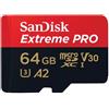 Sandisk 64GB Scheda microSDXC Sandisk Extreme Pro UHS-I Nero/Rosso [SDSQXCU-064G-GN6MA]