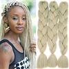Cybelleza Treccine Extension Capelli Sintetici per Treccine Africane 3 Ciocche Trecce Jumbo Braiding Hair (Bionda chiara)