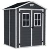 Keter Casetta da Giardino In Resina Keter Manor DD Pent Con Finestre Frontali 6X5 Grigia - K235170