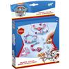 Totum Set di Gioielli Paw Patrol Con 3 Nastri Colorati, Perline di Motivo, a Forma di Cuore e Osso, Perline d'Argento, Adesivi di Motivo