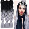 Cybelleza Treccine Africane Extension Capelli Sintetici 3pcs 60cm Extension Capelli per Treccine Africane Finti Estensioni Trecce Afro Ombre Braiding Hair, Nero & Grigio