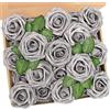 N&T NIETING Fiori Artificiali, Rosa Artificiali 25 Pezzi Schiuma Teste di Rose Finte Aspetto Reale con Foglia e Gambo Regolabile per DIY Matrimoni Mazzi Nuziale Festa Casa Stanza Decorazioni