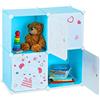 Relaxdays Scaffale Porta-Giocattoli per Bambini, Motivi Orsetti 4 Scomparti Componibile, DIY, HLP 75 x 75 x 36,5 cm, Blu