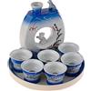 lachineuse - Servizio Sake da Donna denudata - con 6 Ciotole Saké, caraffa e Vassoio - Bicchieri da Sake Giapponesi - Idea Regalo Cinese Cattivo - Servizio Sake Tradizionale Porcellana Giappone - Blu