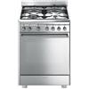Ⓜ️🔵🔵🔵👌 Smeg CX68MF82 - Cucina in acciaio inox, 4 fuochi gas, forno elettrico, 60 cm, Classe energetica A