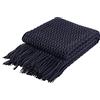 Coastline, Coperta decorativa in maglia super morbida, per divano e letto, coperta da viaggio leggera, morbida e accogliente, motivo delicato con frange, 127 x 152 cm