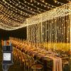 yowin Tenda Luminosa 600 LED 6m x 3m Luci Natale Esterno, 8 Modalità Tenda Luci Natale IP65 Impermeabile Cascata Luci per Giardino Matrimonio Feste Interno Addobbi Natalizie - Bianco Caldo