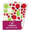 younikat Set da 70 adesivi coccinella fortuna I Ø 1,3-4 cm I colorato I protetto UV I adesivi per bici I autoadesivi I trifoglio I estate I resistente alle intemperie I kfz689