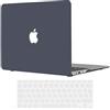 TECOOL Cover compatibile con vecchio MacBook Air 13 Pollici 2017-2010 (A1466 1369), Custodia Rigida Protettiva Sottile in Plastica Superficie Opaca e Copritastiera UE, Grigio-Nero