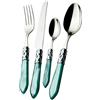 BUGATTI, Aladdin, Set Posate 24 Pezzi in Acciaio Inox 18/10, Ghiera Cromata. Set Posate 6 Persone Composto da 6 cucchiai, 6 forchette, 6 coltelli e 6 cucchiaini (Verde Madreperla)