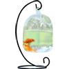 MISNODE Vaso da appendere in vetro con supporto, vaso creativo per pesci rossi in vetro trasparente, ciotola per pesci rossi, piccola ciotola per pesci betta, decorazione da scrivania