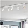 Gr4tec Lampadario Faretti da Soffitto Orientabili, Faretto LED Interno GU10 con 5 Luci 4000K Bianco Naturale 550LM 6W, Binario Faretti Bianco Lampada Soffitto per Soggiorno Cucina Corridoio