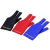 POFET Guanti da biliardo elastici in lycra per mano sinistra a 3 dita per tiratori, carom, piscina, snooker e coda sportiva (rosso, blu, nero, grigio)