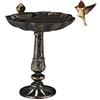 Relaxdays Abbeveratoio, Vaschetta per Uccellini da Terra, Decorazione da Giardino, Accessori per Uccelli, Deco, Bronzo