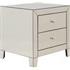 Kare Design Comodino Luxury, Champagne/A Specchio, 50X49X41Cm, 2 Cassetti, Maniglie Di Vetro